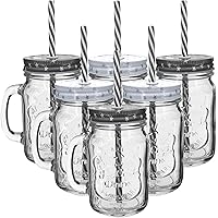 My-goodbuy24 6er Set Trinkbecher Trinkgläser Sterne 2 Desgins mit Deckel und MEHRWEG Strohhalm - Strohhalm ist…