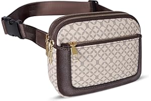 Geestock Bum Bag for Ladies Women, Fanny Pack Waist Bag, Trendy Vegan Leather Adjustable Belt Waist Pouch, Fashion Bumbag for Travel Shopping - Printed Brown