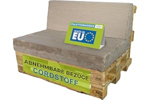 Pillows24 - Sztruksowe poduszki na meble z palet - Zestaw 2 częściowy | Poduszki paletowe na Europalety 120x80 | Wyprodukowano w PL | Na Sofę do salonu, na balkon i taras | Cappuccino