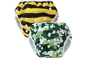 Teamoy 2 baby swimming trunks, comfortable, washable and adjustable, ideal for swimming lessons or holidays Camouflage+ Bees