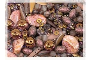 ‎BOHEMIA CRYSTAL VALLEY 60 g Mix of Unique Czech Bohemia Glass Pressed Beads, Matte and Glossy, Hand Made, Antique Copper Pink