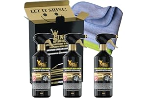 King of Sheen Advanced Ultra Nano Waterless Car Wash and Wax Spray Car Cleaner with Carnauba Wax and Nano Polymers for Unbeatable Protection and Shine,(3 x 500ml)+2 Professional Microfibre Cloths