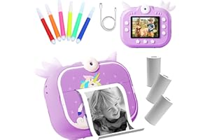 GENERIC Kids Camera Instant Print, Girls & Boys Zero ink Print Photo Selfies Video Digital Camera with Photo Paper Print Rolls, 16GB Micro SD Card, Birthday, (Purple)