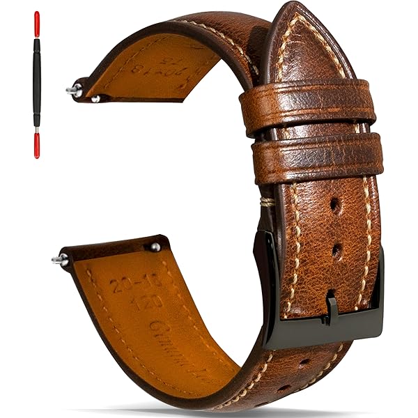 Berfine Echt lederen horlogebandje, vintage handgemaakte snelsluiting horlogeband voor mannen vrouwen, 18mm 20mm 22mm 24mm, 18mm, Leer Roestvrij staal, Edelsteen