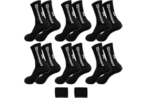 Uirheurd Chaussette Antidérapante Foot 6 Paires Chaussettes Antidérapantes Homme, Chaussette Grip Rugby pour Hommes Femmes, Epaisse Respirant Grip Socks pour Football Rugby Basketball Tennis Trekking