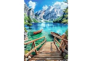 CEOVR Gatto Diamond Painting Kit Adulti,Pittura Diamante 5D,30x40 cm,Diamanti Painting Montagne,Diamond Painting Kit Completo Adulto,Lago e Barche Diamond Painting Art Set