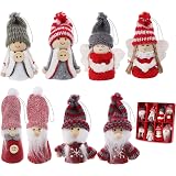 Set De 8 Suspensions Pour Sapin De Noël - Lutins/bonhommes En Peluche Et Bois Tricotés - Hauteur 8 Cm - Déco Festive, Cadeau De Noël - Multicolore