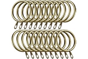 HOMEIMPROVE Metal Curtain Ring 40mm Antique Brass Curtain Pole Rings Sliding Eyelet Rings Hanging Rings for Curtains and Rods Curtain Eyelet Rings Pack of 24.