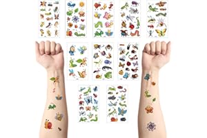 HONGP 10 Pcs Insect Temporary Tattoos Stickers for Kids,Insect Party Bag Filler Favors Cute Fake Tattoos Stickers for Kids Boys Girls School Rewards Gifts