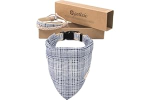 Pettsie Bandana pour Chien avec Collier et Bracelet d'amitié, Tailles réglables S, M et L, Foulard Bandana Amovible, Coffret Cadeau Inclus, pour Les Amoureux des Chiens, L, Bleu