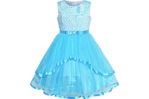 Sunny Fashion Vestido para niña Flor Azul Ceñido Boda Fiesta Dama de Honor 4-12 años