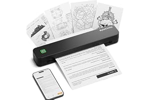 ByteCintia C80 Stampante Portatile A4,Stampante Termica Portatile compatibile con formato A4, stampante senza inchiostro compatibile con Android e iOS e laptop per ufficio, auto e casa (Nero)