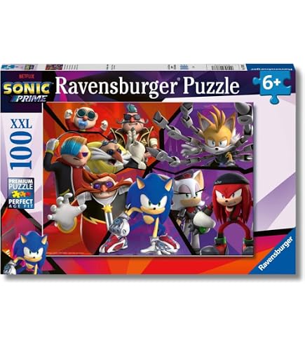 Educa Sonic Prime Neon – Puzzle 300 Pièces Géantes Qui Brillent Dans L'obscurité – 40x28 Cm – Dès 6 Ans