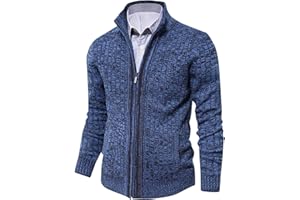 aoli ray Cardigan Homme Automne Hiver Gilet Zippé Slim Fit Casual Veste en Maille Col Droit Manche Longue avec 2 Poches
