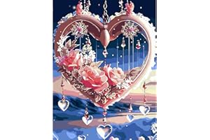 AIRDEA Flowers Heart Wind Chime Paint by Numbers Adult, Paint by Number Kits on Canvas with Brushes, Oil Hand Painting Art Crafts Kits for Adults, Home Decor 30x40CM