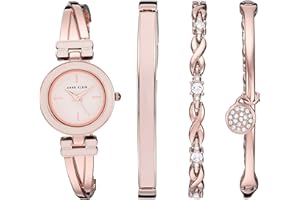 Anne Klein Women's Bangle Watch and Premium Crystal Accented Bracelet Set
