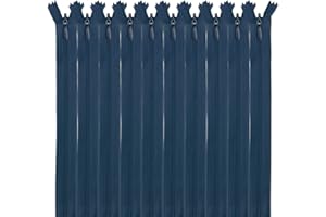 MARARDI [Pack 10] Cerniere Invisibili [Blu Navy] Nylon [50 cm] Chiusure Lampo per Cucito e Artigianato per Stoffa Vestiti Borse per Cucire a Macchina Tessuto di Cotone con Chiusura in Metallo