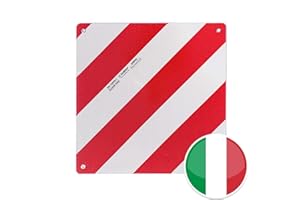 Magma Cartello di Carico Sporgente per Portabici e Roulotte, Italia | Cartello di Sicurezza Posteriore Omologato per Auto e Camper | Indispensabile per Porta Bicicletta e Traino | Rosso e bianco