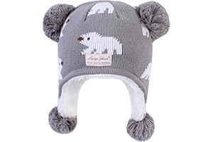 LANGZHEN Bambino Bambini Cappello Invernale Infantile, Earflap Maglia Cappello Caldo Fleece Foderato Beanie per Bambini Bambini Ragazze