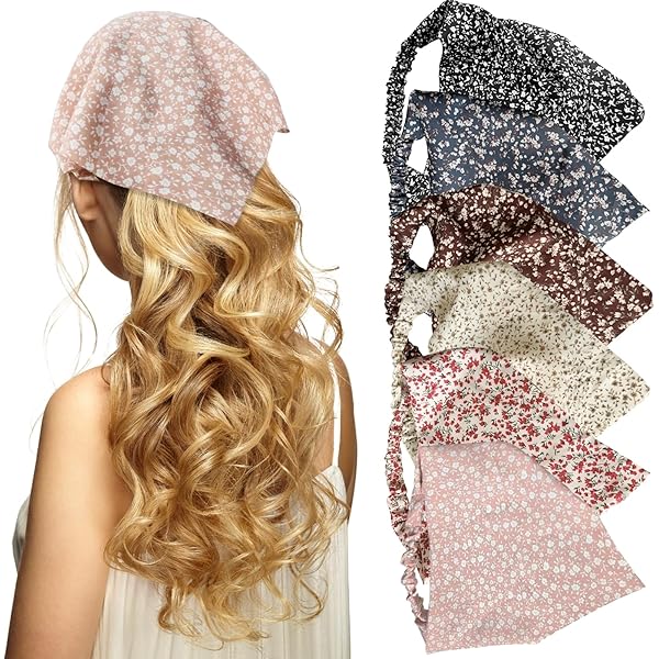 Bandeau Cheveux - Vintage - Imprimé Fleurs - Coton - 6 Pièces