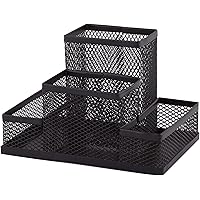 D.RECT Schreibtischorganizer | Stiftehalter Stifteköcher Tisch-Organizer aus Metall | Büroablage mit Zettelhalter Mesh…