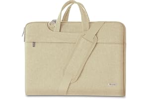 Voova Borsa per computer portatile 17 17,3 pollici, borsa a tracolla per computer portatile leggera con manico a scomparsa per laptop 17,3 beige, albicocca