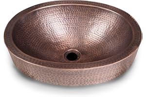 Monarch Abode 17004 Waschbecken aus reinem Kupfer, handgehämmert, oval, geriffelt, 43,2 cm