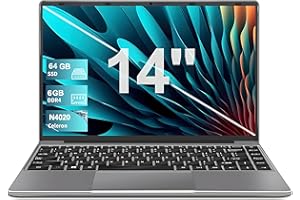 AOCWEI Ordenador Portátil Win 10 con 5G WiFi, Portátil 14 Pulgadas 6GB RAM 64GB SSD Expansión SSD 1TB, Bluetooth 4.2 3.0 Transmisión Puerto 1920*1080 FHD Portatiles Buenos & Mini Puerto Multimedia-Gris