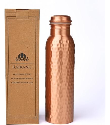 Handgefertigte Kupferflasche 1000 Ml – Ayurvedische Wasserflasche Aus Reinem Kupfer, Mit Breiter Öffnung