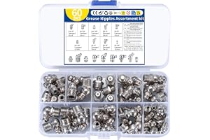 60 st smörjnipplar sortiment, rak 180°, vinklad 45° 90°M6 M8 M10