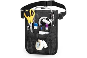 Trunab Marsupio Infermiera con Supporto per Nastro Medico e Scomparti Multipli, Organizer per Cintura per Stetoscopi con Cintura Regolabile, Adatto per Forbici, Garza e Altre Forniture Mediche, Nero