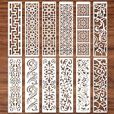 MWOOT Flower Border Stencils for Painting, 12 Reusable Mandala Stencils for Crafts, Geometric Texture Stencil for Painting on