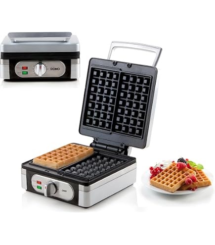 Emerio Rotating Belgian Waffle Maker - Makes 4 Waffles At Once, 1000W, Non-Stick Plates, Temperature Control