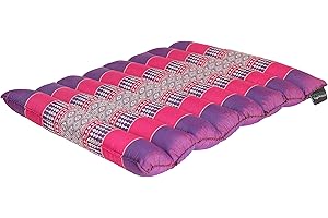 ANADEO YOGAPRODUCTS FLAT ROLLABLE - Coussin de Yoga et Méditation Plat et Souple - ROULABLE et Ajustable en Hauteur et Largeur - Kapok Haute Densité 100% Naturel - Ferme, Stable et Confortable