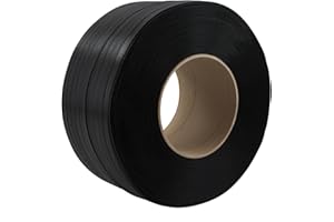 KK VERPACKUNGEN 1 rouleau de ruban de cerclage PP, largeur 16 mm, épaisseur 0,65 mm, longueur 2000 m chacun, résistance à la déchirure 215 kg, noyau 200 mm, noir