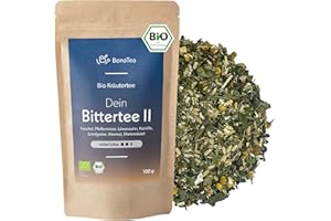 ‎BONATEA BIO Bittertee mit Löwenzahn, Wermut, Mariendistel und weiteren leckeren Bitterkräutern - Bitterstoff Kräutertee 100g Intensität: Mittel