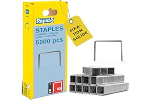 Rapid, 40303084, Agrafes en fil fin N°53, Longueur 8mm, 5000 pièces, Pour le textile et la décoration, Fil galvanisé, Haute performance Argent