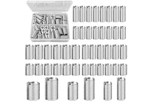 IRENWARL 40 Piezas Inserto Roscado, Kit de Reparación de Roscas M4-M6 /M6-M8 /M8-M10, Insertos para Tuercas Hexagonales de Acero al Carbono Galvanizado, Casquillos Roscados, para Muebles de Madera