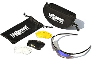 Ladgecom Sports Sun Glasses Kit for Men & Women with 4 Interchangeable Lenses including UV Protection for Cycling, Running, Golf, Fishing & Sailing