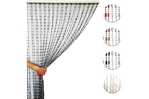 HOME TRESOR Tenda Antimosche a Perline Bicolore con Fili Alternati, Moschiera a Pannello Ombreggiante Divisoria per Porta Finestra Ingresso Balcone Giardino con Kit Ganci - Trasp/Nero, 120x220