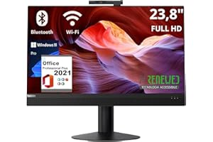 Lenovo PC fisso All-in-One, Display 24 "FHD, Intel i5-8500, 16GB RAM, SSD 512GB, Windows 11 Pro, Office 2021, WiFi, Bluetooth (Ricondizionato)