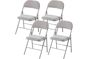 Charles Jacobs Cushioned Fabric Folding Chairs with a Grey Metal Frame - Set of 4