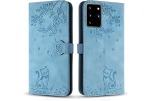 Vaitasy Funda para Samsung Galaxy Note 20, Ligera Cuero PU Protectora Cover con Función de Soporte Carcasa para Galaxy Note 20 - Gato Azul