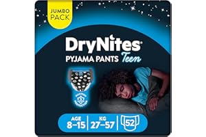 Huggies DryNites Pañales para niño 8-15 (27-57 kg), Clínicamente probado con 5 capas de máxima protección nocturna, 4 packs d