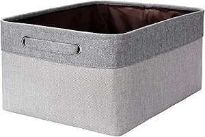 Patvingot Storage Basket Set - Foldable Fabric Box with Sturdy Handles for Wardrobe, Shelves & Closet Organization - Versatile for Clothes, Toys, and More (Grey/Light Grey, Medium-1 Pack)