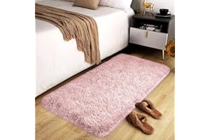 Hafaa Rugs Living Room – Fluffy Shaggy Small Area Rugs for Bedroom Anti-Slip – Modern Super Soft Thick Pile Rug - Plush Carpet Non Shedding Easy To Clean, (Pink, 50cm x 80cm)