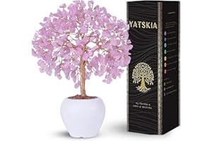 YATSKIA Rose Quartz Crystals Tree, Crystals and Healing Stones, Pink Crystal Tree, Office Decor for Women, Birthday Gifts for Women, Crystal Decor, Spiritual Gifts