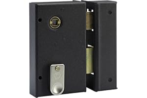 Vachette Serrure en Applique Verticale à fouillot Droite, Porte d'Entrée, Porte intérieure - 67286/SC D - Sûreté à Gorge, Axe à 44 mm, Utilisation avec poignée carré de 7 mm, 2 Clés fournies, Marron