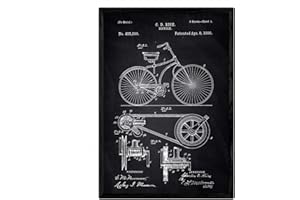 Nacnic Plakat rowerowy patentowy. Arkusz ze starym designem patentem w formacie A3 z czarnym tłem