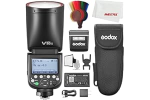 ‎GODOX Godox V1 Pro C V1PRO-C V1C Pro TTL Litowo-jonowa okrągła lampa błyskowa kompatybilna z Canon, 76 W HSS 1/8000S, wbudowana bateria litowa, oświetlenie LED, innowacyjna zewnętrzna lampa błyskowa Su-1